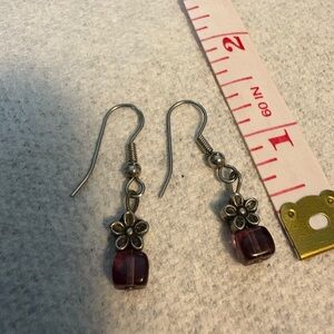 Elegant Silver and Purple Flower Earrings